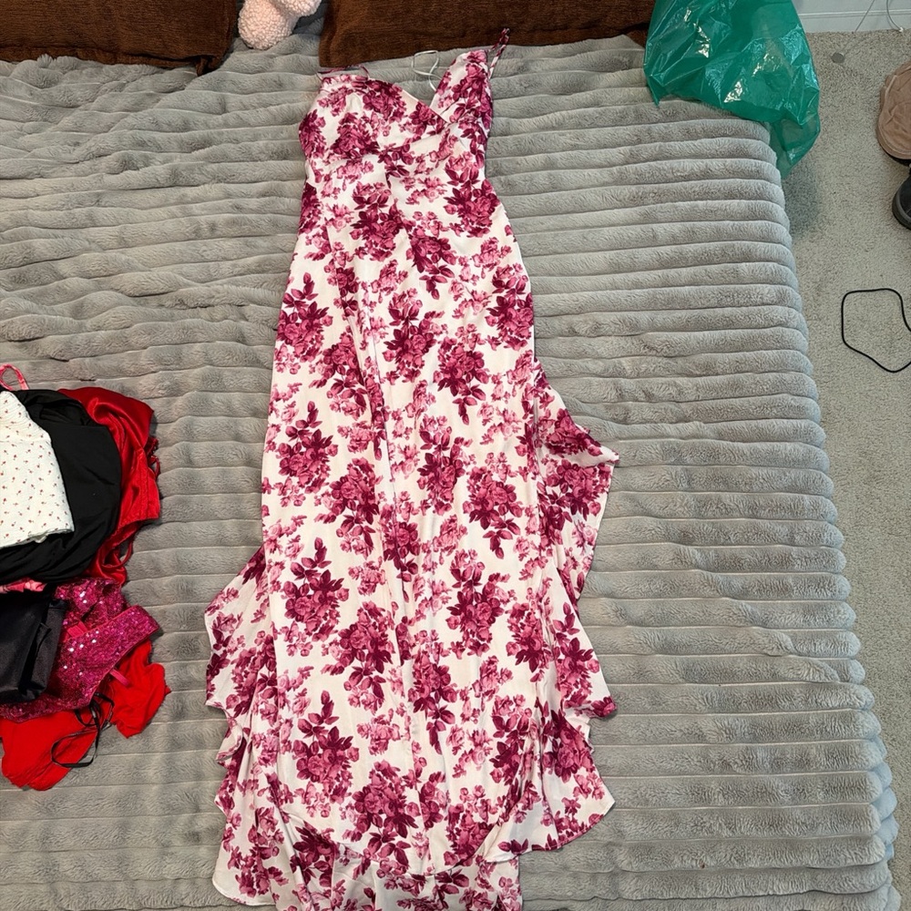 Floral Maxi Dress in Pink and White